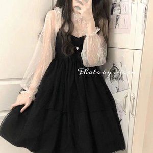 gauze dress black